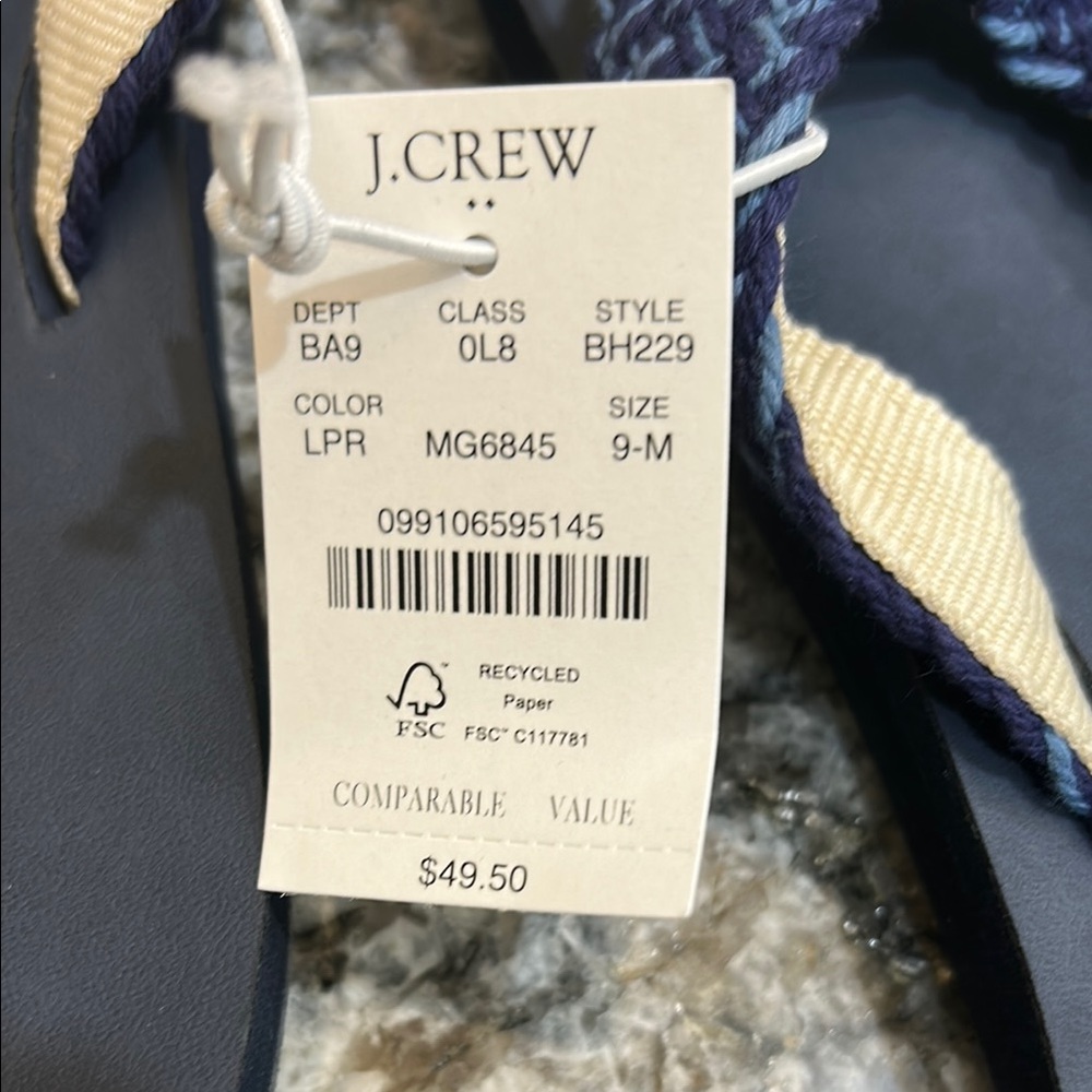 NWT J. Crew Navy Woven Sandals Size 9 - Picture 3 of 3